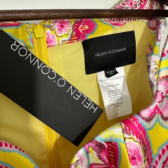 Helen O’Connor Cabana Dress Pink Yellow Paisley Structured NWT Women’s 6 - Picture 3 of 7